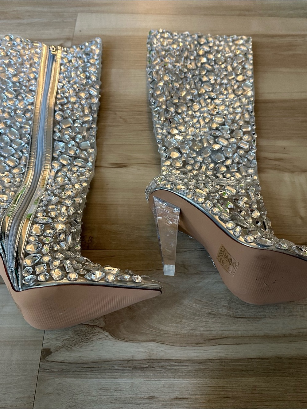 Embellished Silver Heeled Ankle Boots - Designer Style Brand New! - Picture 3 of 3